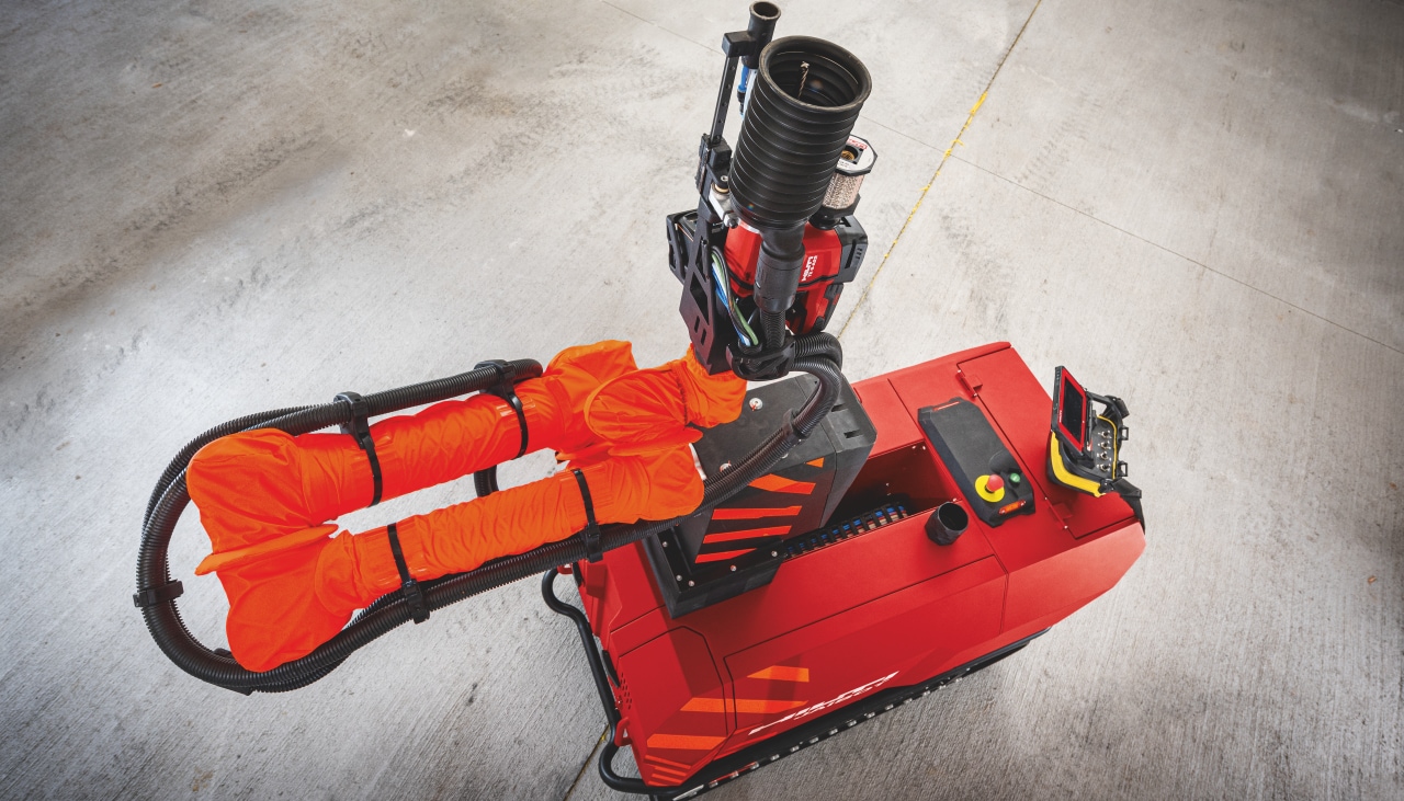 Bauroboter mit Bohrarm für die Deckenmontage
