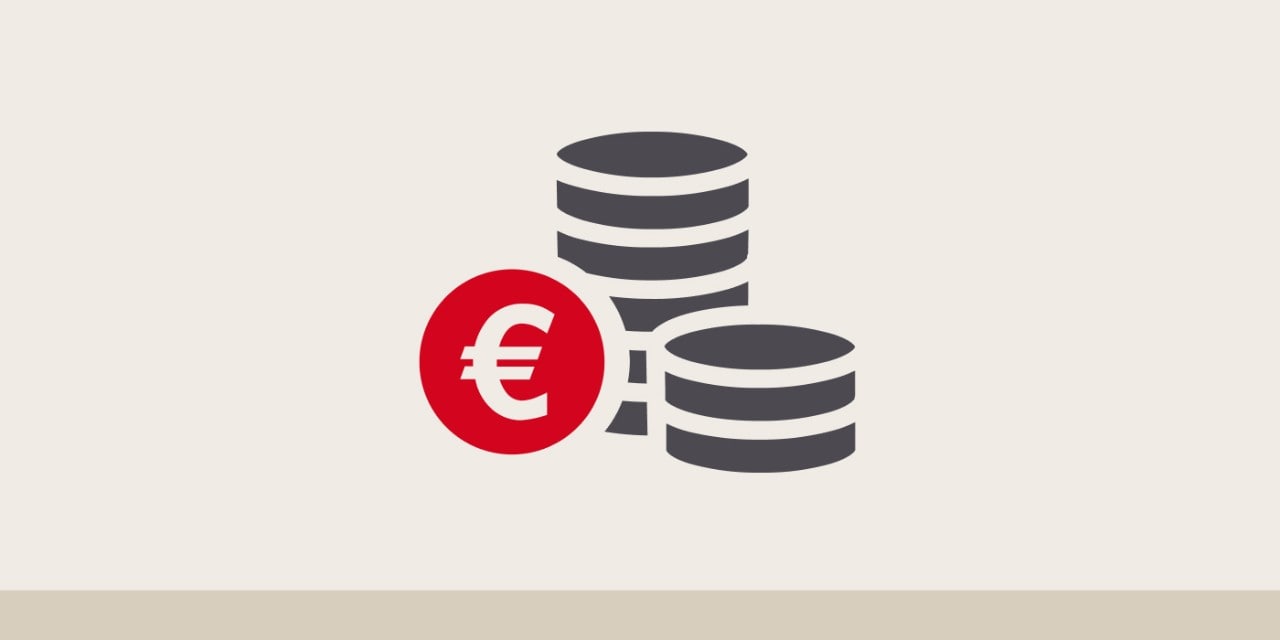 Ein Icon zeigt einen Stapel Münzen und ein Euro-Symbol davor.