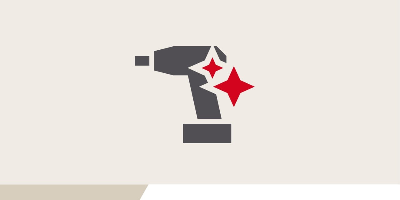 Ein Icon zeigt ein Werkzeug und ein Funkeln.