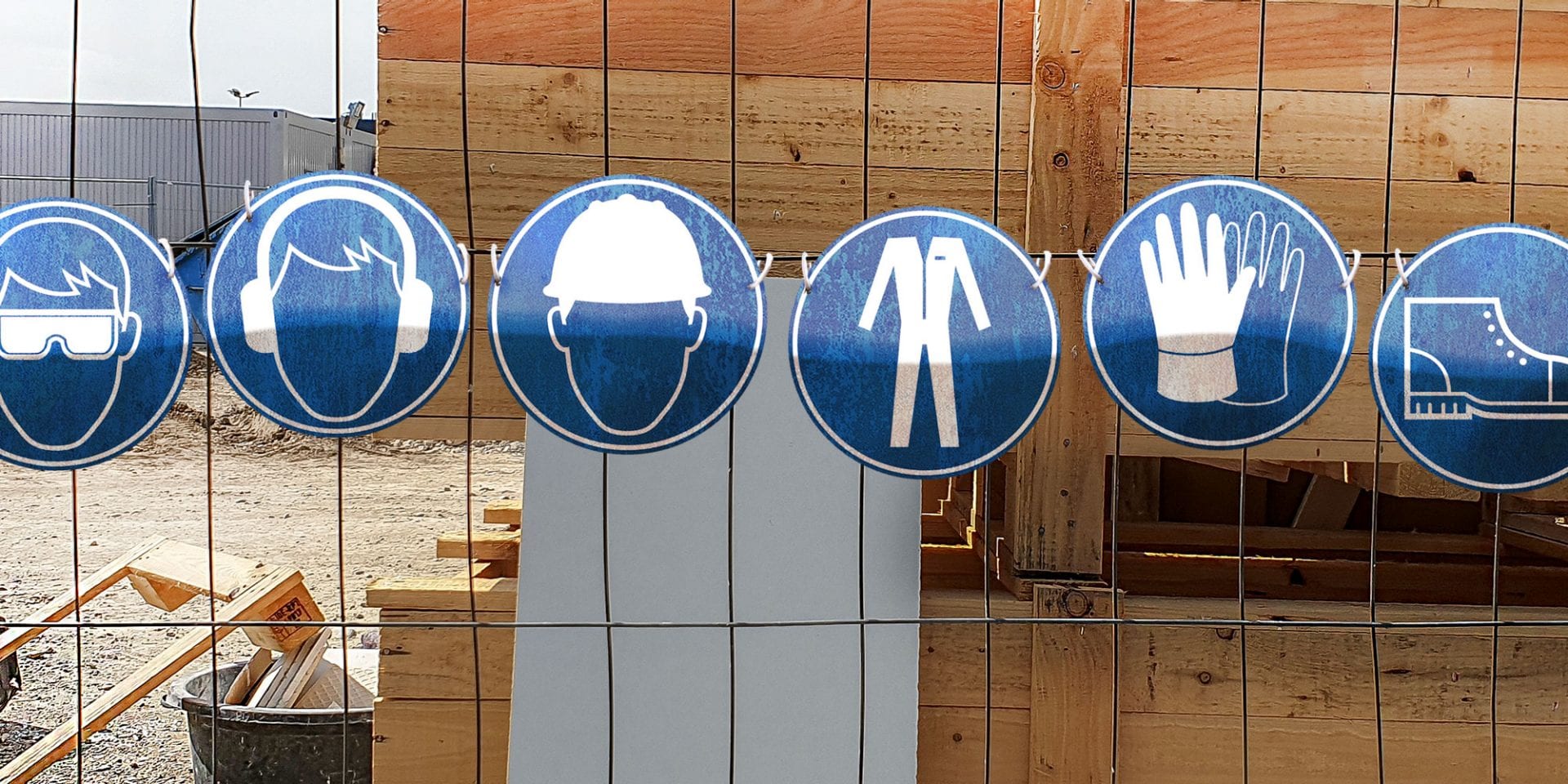 Abbildung zeigt Gebotszeichen für den Arbeitsschutz auf Baustellen