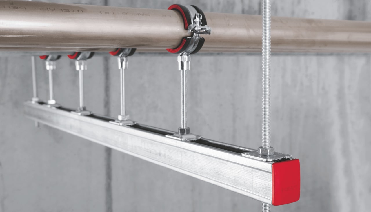 Hilti MM-Schienensystem zur Befestigung von leichten Rohren