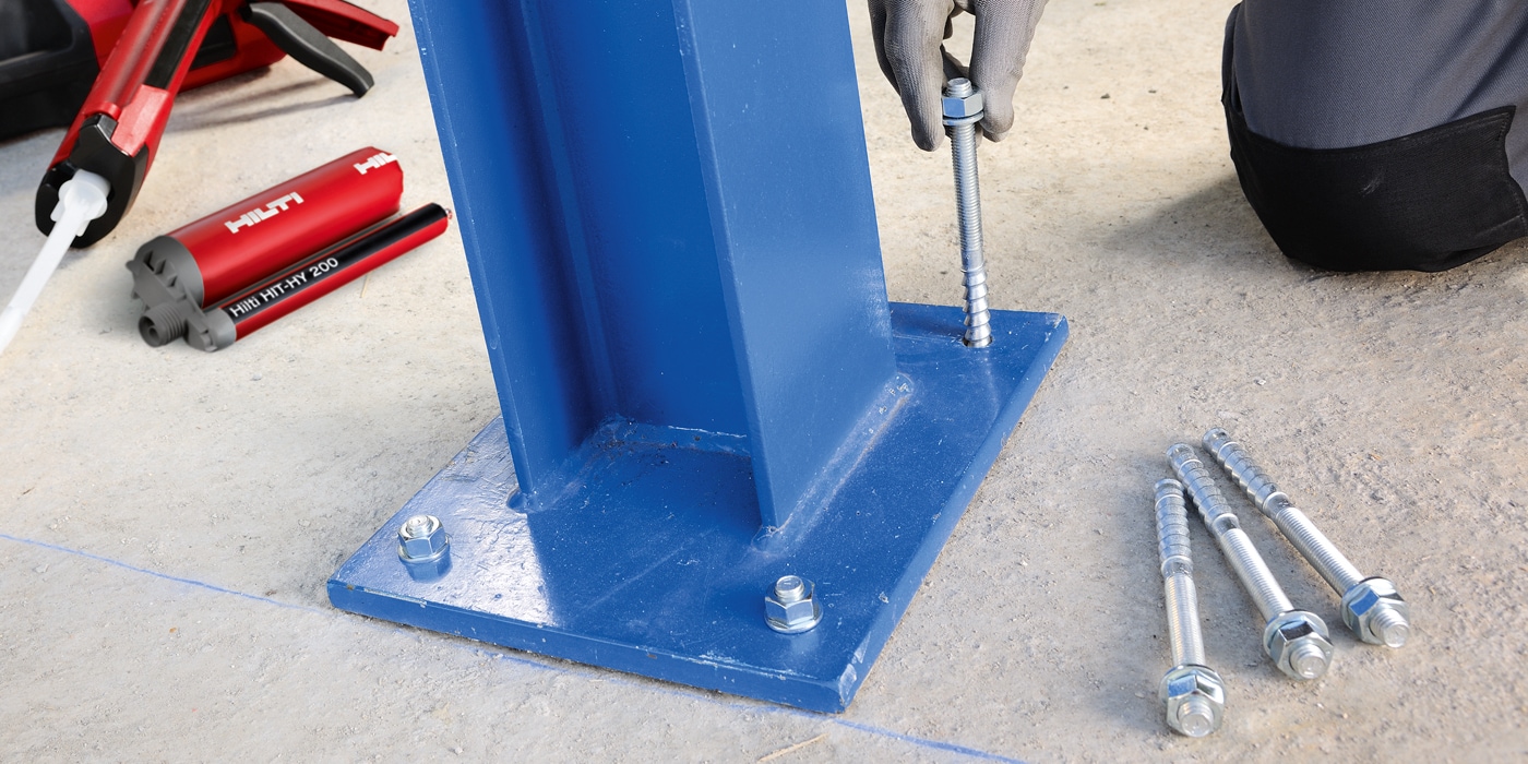 Stahlträger an Wand/Decke befestigen mit Hilti Hinterschnittanker HDA
