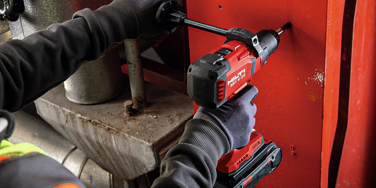 Befestigungen von Installationssystemen auf Stahl mit Hilti Nuron SBT 6-22 Akku-Bohrschrauber