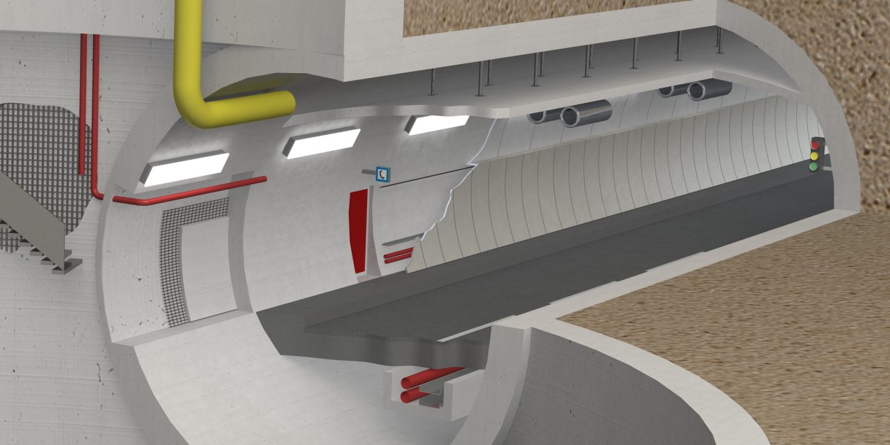Illustration der technischen Systeme eines Straßentunnels