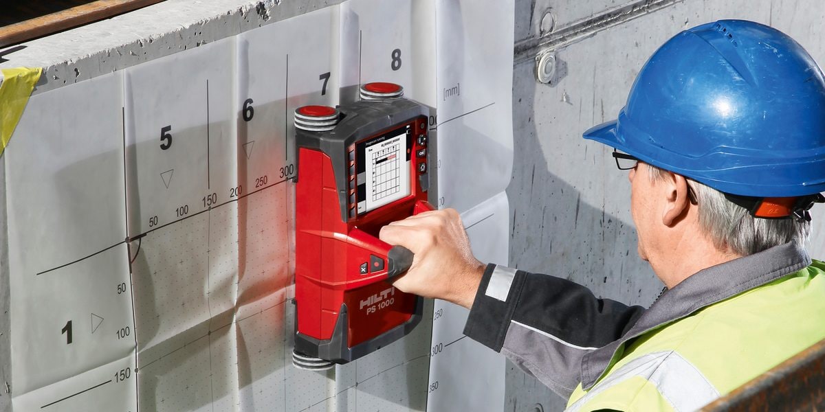 Display in english, PS 1000 X-Scan, PS 1000-B, Industrial, Concrete Inspection, Detection, Imagescan, Reinforcing bars, Rebar inspection, Radar