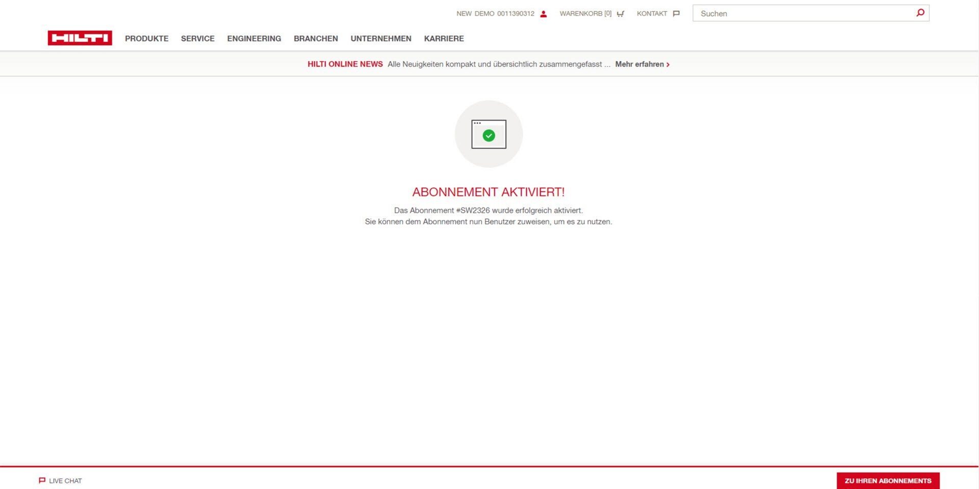 Bildschirmfoto von PROFIS Software Management