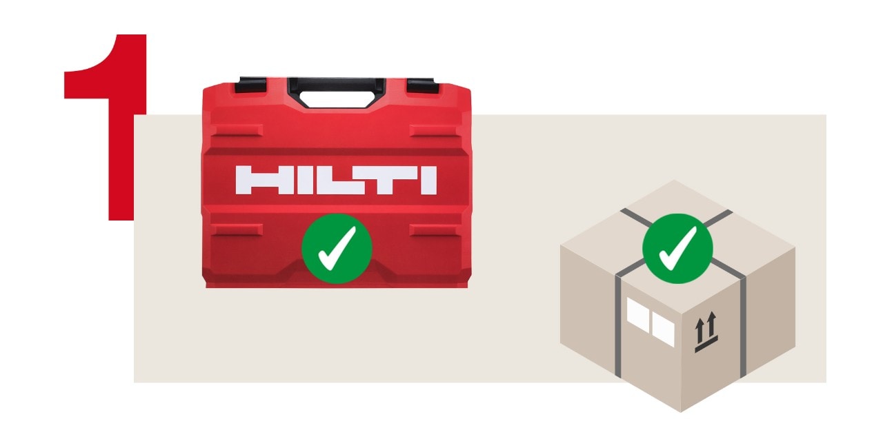 Abbildung mit Ziffer 1, Hilti Box und Paket