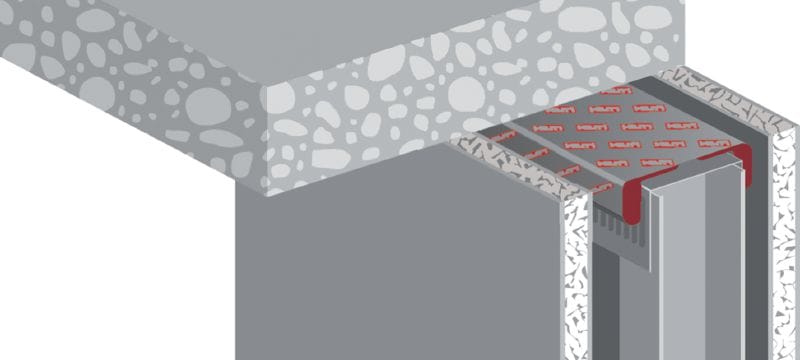 Bild 3 von 4: Brandschutz-Abdichtbahn CFS-TTS E (für Trockenbauschienen) Schnell, einfach und sauber vorgeformte Brandschutzlösung für Leichtbauwandfugen und Durchbiegungen an der Oberseite von Wänden Anwendungen 1