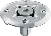 Folie 1 von 2 (selected): X-FCM Gitterrost-Befestigungsteller (verzinkt) Verzinkter Gitterrost-Befestigungsteller zur Befestigung von Bodenrosten mit Gewindebolzen in Umgebungen mit geringer Korrosion