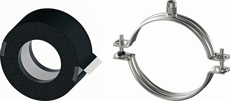 MRP-C Kälterohrschelle mit Schnellverschluss Verzinkte Rohrschelle für hohe Produktivität in Kältetechnik- und Kaltwasseranwendungen mit verschiedenen Dämmschichtstärken