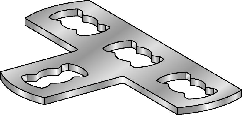 Bild 1 von 1: Flachplattenverbinder MQV-T-F Feuerverzinkter Flachplattenverbinder zum Verbinden von Schienen im rechten Winkel