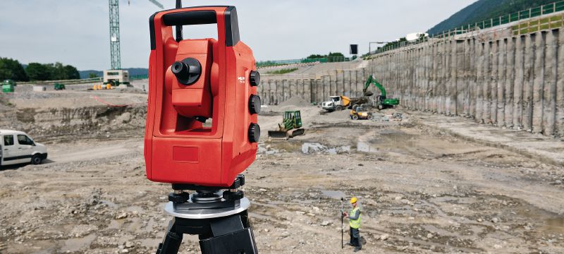 Robotik-Totalstation POS 150 Robotik-Totalstation mit hoher Messreichweite für den Einmannbetrieb mit einer Winkelmessgenauigkeit von 5  Anwendungen 1
