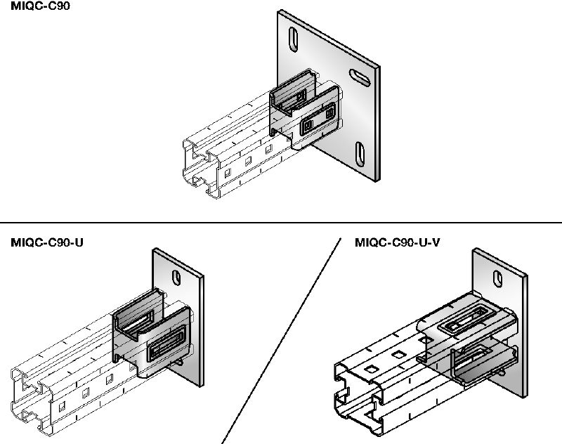 Bild 1 von 2: MIQC-C Grundplattenverbinder Feuerverzinkte Grundplatte zur Befestigung von MIQ Montageträgern auf Beton; für schwere Anwendungen