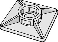 Folie 1 von 1 (selected): ECT-A Selbstklebender Montagesockel (Kabelbinder) Selbstklebender Montagesockel (Kabelbinder) für den Einsatz auf Untergründen, bei denen kein Bohren möglich ist