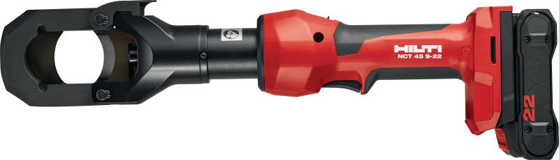 Bild 1 von 3: Akku-Kabelschneider NCT 45 S-22 für ACSR und Abspanndraht Akku-Hydraulik-Kabelschneider mit Fallbeil-ähnlichem Schneidmechanismus und höherer Schneidleistung für ACSR-Kabel und Abspanndraht (kabellose Nuron-Geräteplattform)
