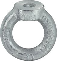 Folie 1 von 2 (selected): Ringmutter DIN 582 aus Edelstahl (A4) Ringmutter aus Edelstahl (A4) nach DIN 582 mit Ösen zur Aufnahme eines Hakens