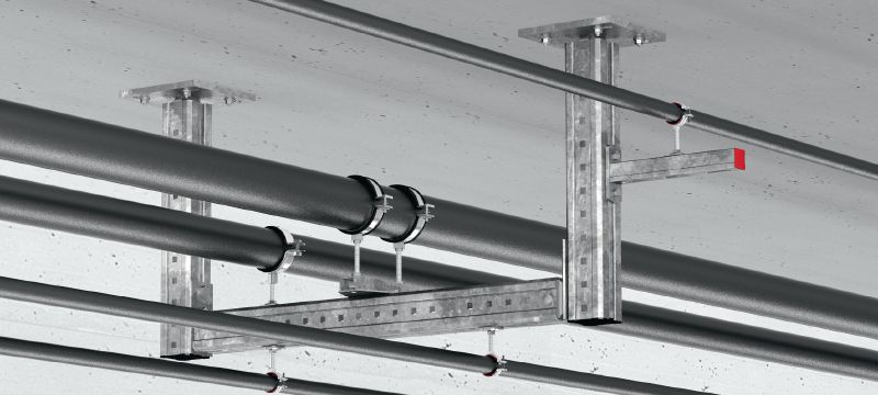 MIQC-H Querverbinder Feuerverzinkte Verbinder für hohe Belastungen zur Befestigung von zwei MIQ Montageträgern Anwendungen 1