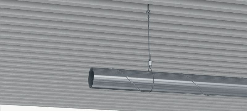 Set: MW-LP L Kabelsicherung mit Drahtseil, Schlaufenende Drahtseil mit Endschlaufe und verstellbarer Sicherung zum Abhängen von Vorrichtungen an geeigneten Gebäudeteilen Anwendungen 1