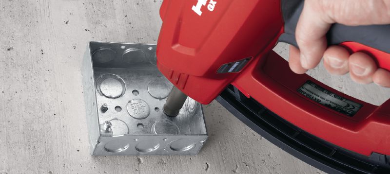 X-GN MX Nägel für Beton (magaziniert) Magazinierte Nägel zur Befestigung an Beton und anderen Untergrundmaterialien mit dem gasbetriebenen Bolzensetzgerät GX 120 Anwendungen 1