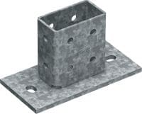 MT-B-O2B OC Grundplatte für 3D-Lasten Grundplattenverbinder zur Verankerung von Schienekonstruktionen unter 3D-Belastung in Beton und Stahl, für den Einsatz in Außenbereichen mit niedriger Schadstoffkonzentration