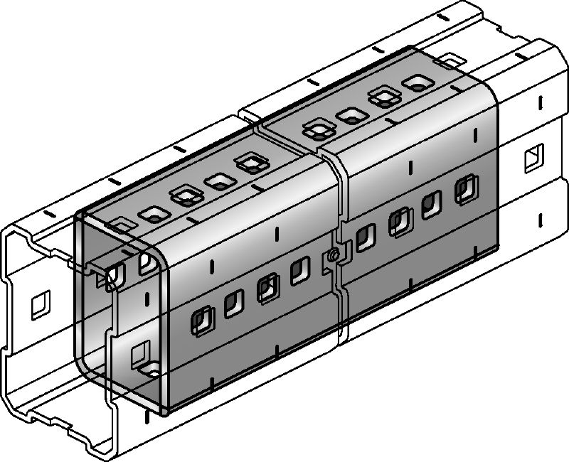 MIC-E Verbinder Feuerverzinkter Verbinder zur Längsverbindung von MI Montageträgern; für große Spannweiten in schweren Anwendungen