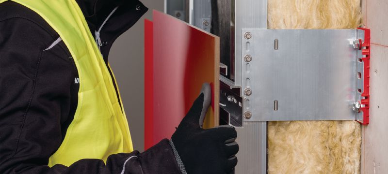 MFT-HP Agraffentragprofil 22.5 Aufhängerschiene für die verdeckte Befestigung von Fassadenplatten mittels Aufhängern Anwendungen 1