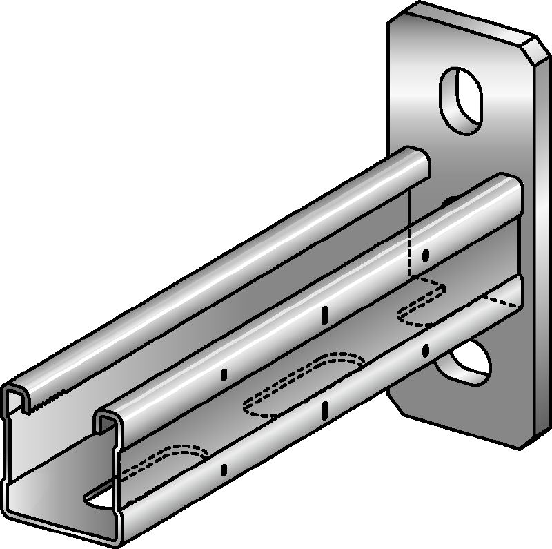 MQK-41 Verzinkte Konsole mit einfacher MQ Profilschiene (41 mm hoch) für mittelschwere Anwendungen