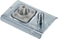 Folie 1 von 5 (selected): X-TH Rohrschellenhalterung Metall-Rohrschellenhalterung mit vorinstalliertem Gewindebolzen für leichte elektrische/mechanische Befestigungen an der Decke und zur Verwendung mit Kollationennägeln