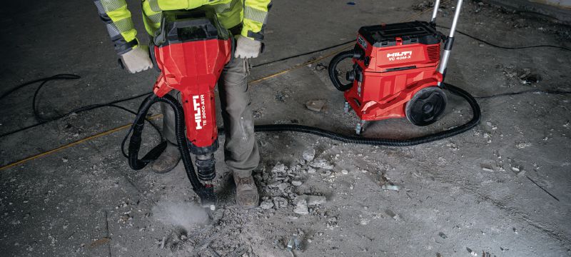 Bild 4 von 7: Elektrischer Betonabbruchhammer TE 3000-AVR für schwere Arbeiten Außergewöhnlich leistungsstarker Abbruchhammer für schwere Beton-Abbrucharbeiten, zum Trennen von Asphalt, für Erdarbeiten und zum Setzen von Erdleitern Anwendungen 1