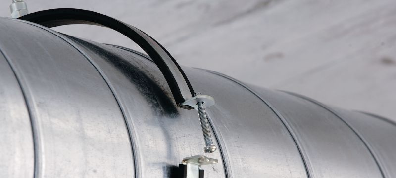MV-PI Lüftungsrohrschelle Galvanisch verzinkte Lüftungsrohrschelle schallgedämmt für schwere Wickelfalzrohr-Anwendungen Anwendungen 1