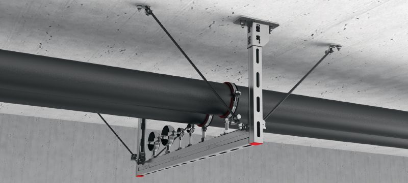 Seismischer Winkel MQS-W Galvanisch verzinkter Montageschienenverbinder zur Verwendung in seismischen MQ Montageschienen-Trapezanwendungen mit Abspannung Anwendungen 1