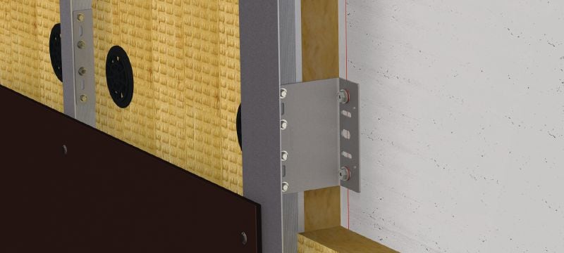 MFT-VS L Konsolen Große Edelstahlkonsolen für die Befestigung hinterlüfteter Fassaden mit hoher thermischer Effizienz und Brandschutzanforderungen Anwendungen 1