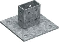 Folie 1 von 1 (selected): MT-B-O4 OC Grundplatte für 3D-Lasten Grundplattenverbinder zur Verankerung von Profilschienenkonstruktionen unter 3D-Belastung in Beton und Stahl, für den Einsatz in Außenbereichen mit niedriger Schadstoffkonzentration