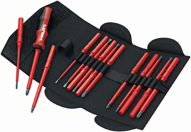 Bild 1 von 3: Schraubendrehersatz S-SD-S VDE Handschraubendreher-Set mit VDE-Zulassung, 14 austauschbaren Klingen und robustem Beutel