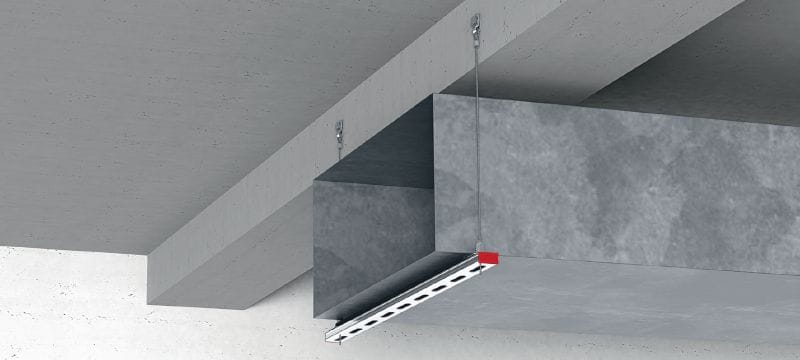 Bild 3 von 6: Set: MW-LP L Kabelsicherung mit Drahtseil, Schlaufenende Drahtseil mit Endschlaufe und verstellbarer Sicherung zum Abhängen von Vorrichtungen an geeigneten Gebäudeteilen Anwendungen 1