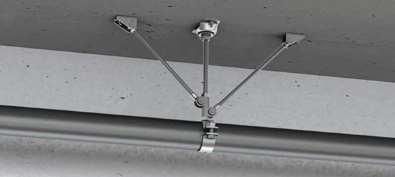 MFP-L2-I Festpunktbefestigung leicht Verzinkte, beidseitig abgespannte Kompakt-Festpunktbefestigung mit Schalldämmung für leichte Anwendungsbelastungen bis 4 kN Anwendungen 1