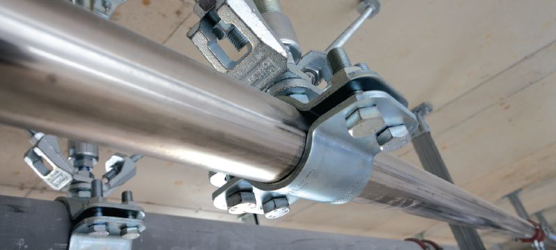 MFP-F Festpunktrohrschelle Feuerverzinkte (HDG) Festpunktrohrschelle für Schwerlastanwendungen Anwendungen 1