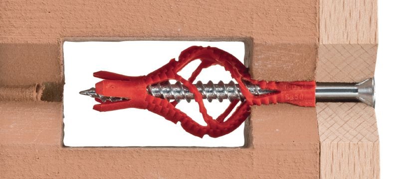 HUD-1 Kunststoffdübel Kostengünstige Universal-Kunststoffdübel für leichte Befestigungen in Hohl- und Massivwänden Anwendungen 1