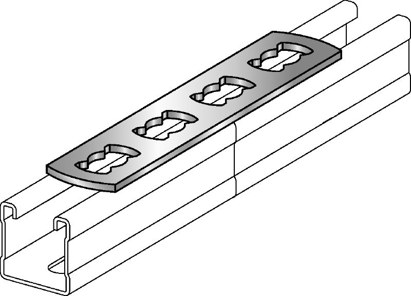 MQV-F Schienenverbinder Feuerverzinkter Verbindungsknopf (flach) zur Verwendung als Längsverlängerung für MQ Profilschienen