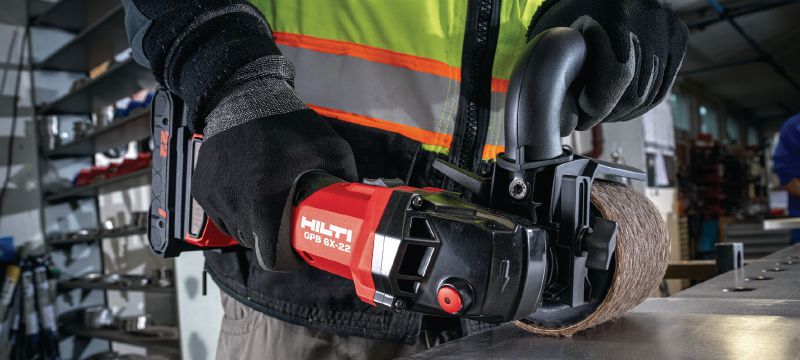 Bild 4 von 7: Akku-Satinierer GPB 6X-22 Akku-Satinierer mit variabler Drehzahl sowie verbesserter Leistung und Akkulaufzeit zum Schleifen und Nachbearbeiten von Metall (kabellose Nuron-Geräteplattform) Anwendungen 1