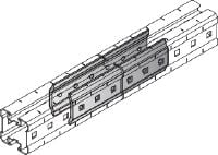 MIQC-E Verbinder Feuerverzinkter Verbinder zur Längsverbindung von MIQ Montageträgern; für große Spannweiten in schweren Anwendungen