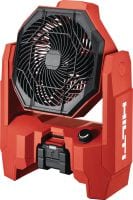 Folie 1 von 3 (selected): KCF 4-22 Akku-Baustellenventilator Leistungsstarker Baustellenventilator mit ganztägiger Akkulaufzeit, drehbarem Kopf und Aufhängehaken zum Kühlen und Belüften von Arbeitsbereichen (Nuron Akku-Plattform)