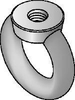 Galvanisch verzinkte Ringmutter DIN 582 Verzinkte Ringmutter nach DIN 582 mit Ösen zur Aufnahme eines Hakens