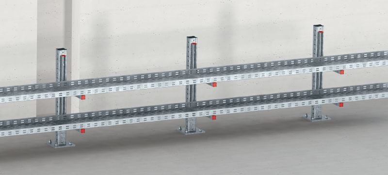 MIC-MI/MQ M8 Feuerverzinkter Verbinder zur Befestigung von MQ Profilschienen parallel zu MI Montageträgern Anwendungen 1