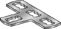 Folie 1 von 1 (selected): Flachplattenverbinder MQV-T-F Feuerverzinkter Flachplattenverbinder zum Verbinden von Schienen im rechten Winkel