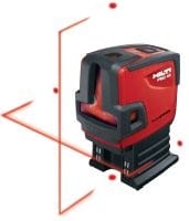 Folie 1 von 5 (selected): Lot- und Linienlaser PMC 46 Kombilaser mit 2 Linien und 4 Punkten zum Loten, Nivellieren, Fluchten und Abstecken rechter Winkel mit rotem Laserstrahl
