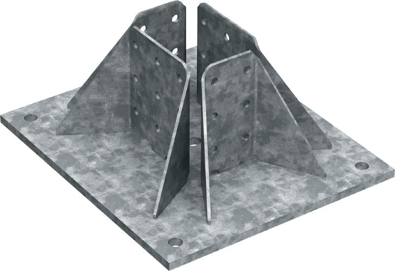 Bild 1 von 1: MT-B-GXL O4 OC Grundplatte (schwer) Grundplattenverbinder zur Verankerung von MT-100 3D-Montageträgerkonstruktionen für den Schwerlastbereich in Beton, für den Einsatz in Außenbereichen mit niedriger Schadstoffkonzentration