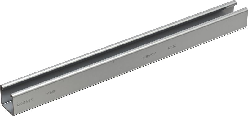 Bild 1 von 1: MT-50 U Montageschiene Montageschiene ungelocht für den mittelschwere Anwendungen zur Verwendung mit MT-FL/MT-TL Komponenten im Innenbereich