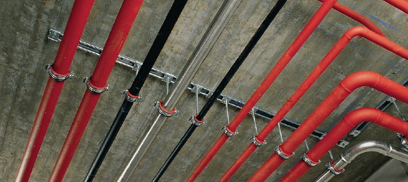 MPN-SIS Rohrschelle mit Schnellverschluss Galvanisch verzinkte Rohrschelle mit Einlage für hohe Temperaturbeständigkeit und Schnellverschluss bei mittelschweren Anwendungen Anwendungen 1