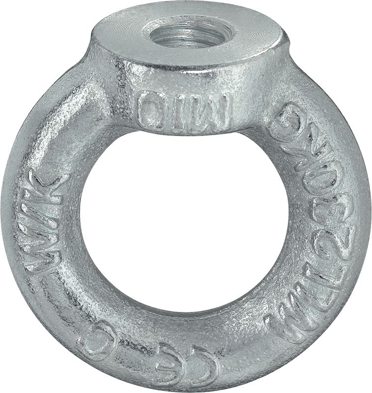 Bild 1 von 2: Ringmutter DIN 582 aus Edelstahl (A4) Ringmutter aus Edelstahl (A4) nach DIN 582 mit Ösen zur Aufnahme eines Hakens